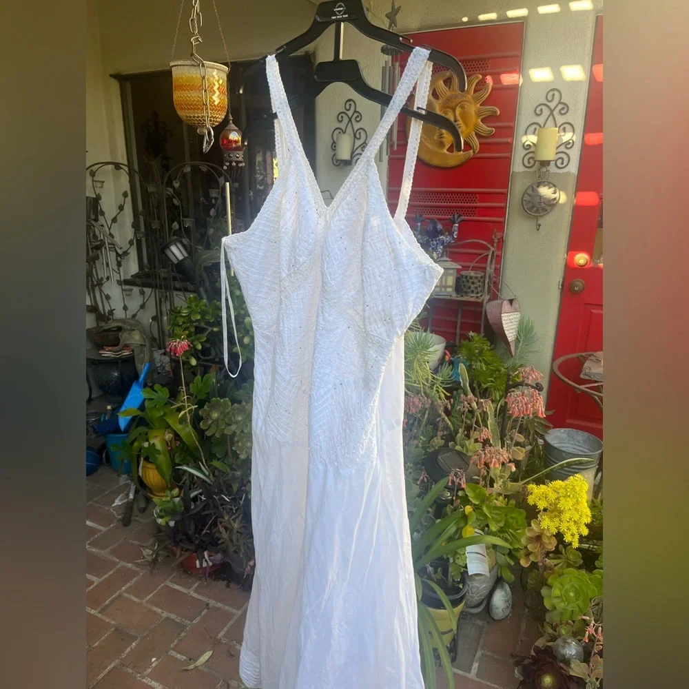 Vasna | White Pearls Boho Dress | Size Large - Picture 1 of 16